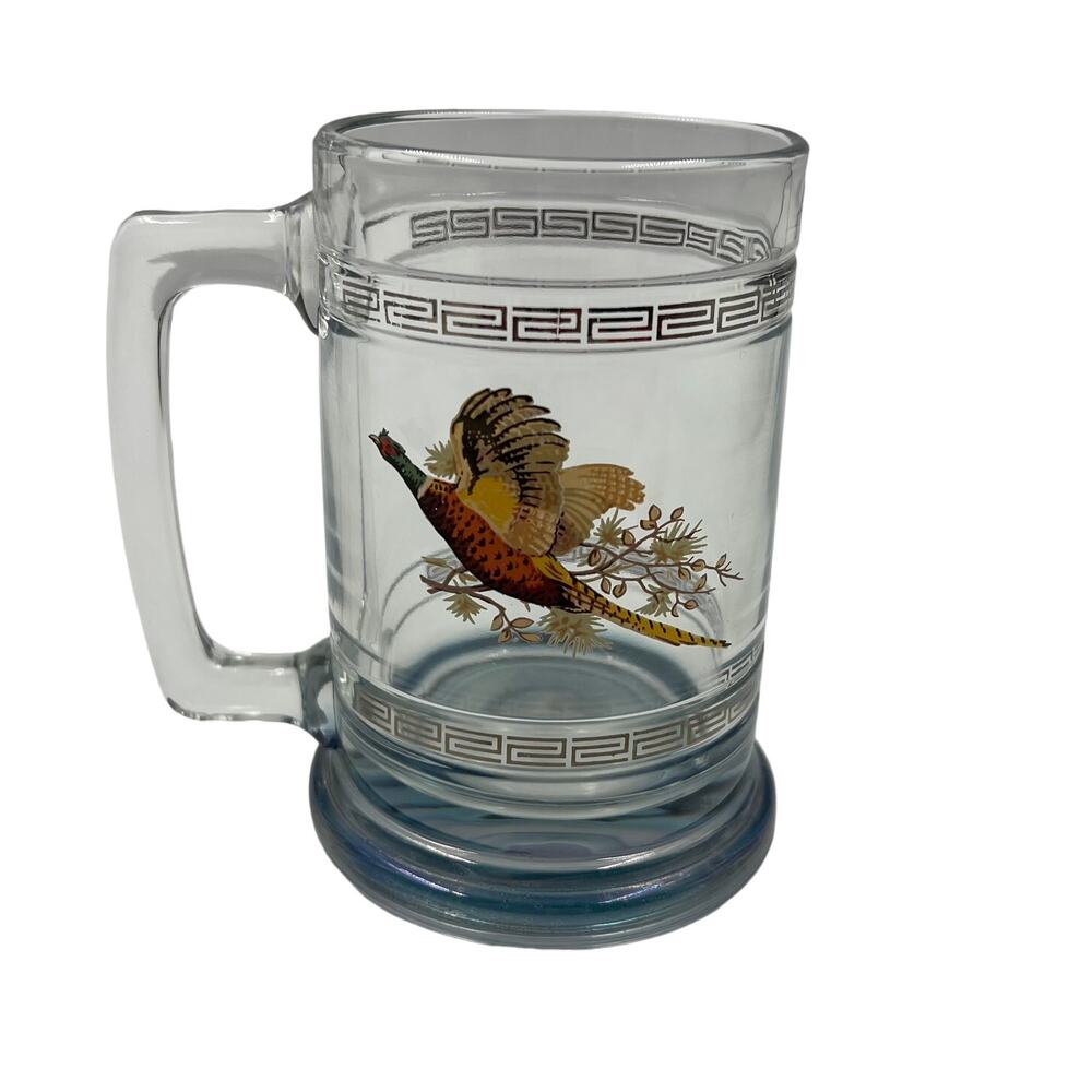 Vintage Princess House Pheasant Crystal Stein Mug Beer Sportsman Fowl Hunting